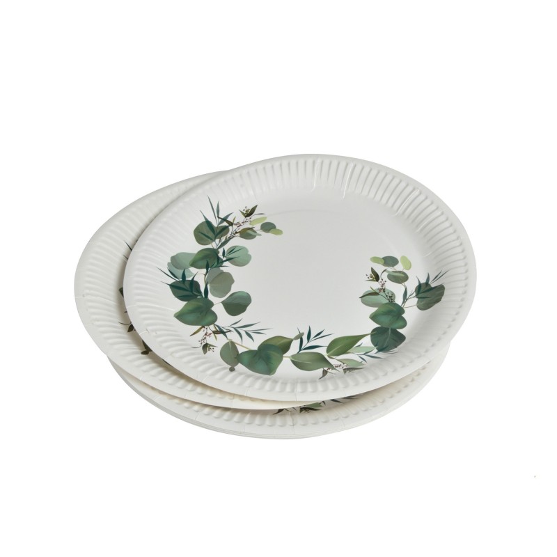 Set de 10 assiettes en carton eucalyptus – Ø 23 cm – Élégantes et naturelles