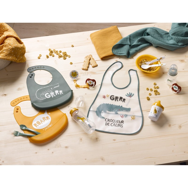 Bavoir à scratch motif léopard – Étanche, chic et pratique pour bébé