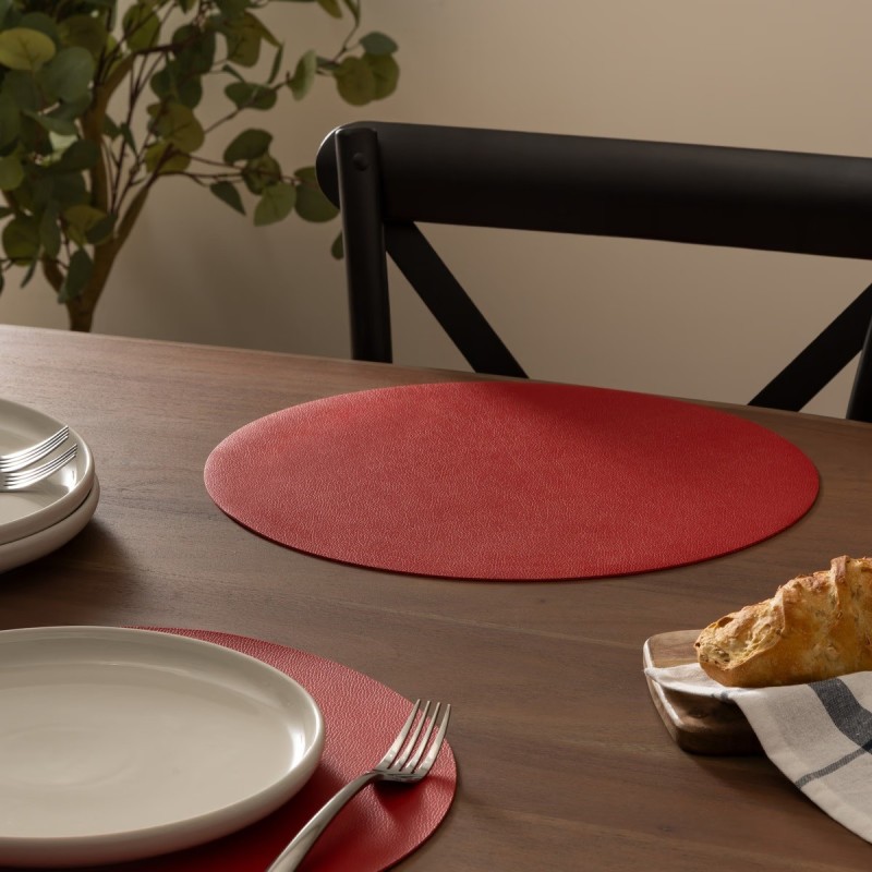 Set de table rond PVC Ø 38 cm – Rouge, noir ou beige – Moderne et pratique