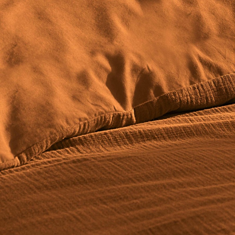 Housse de Couette Double Gaze de Coton + 2 Taies – 57 Fils | 220x240 ou 240x260 – Parure Tendance