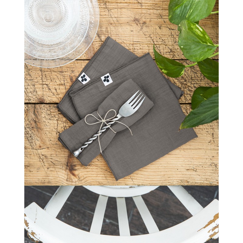 Lot de 3 serviettes de table Gaia 40x40 cm – 100% gaze de coton – Plusieurs couleurs