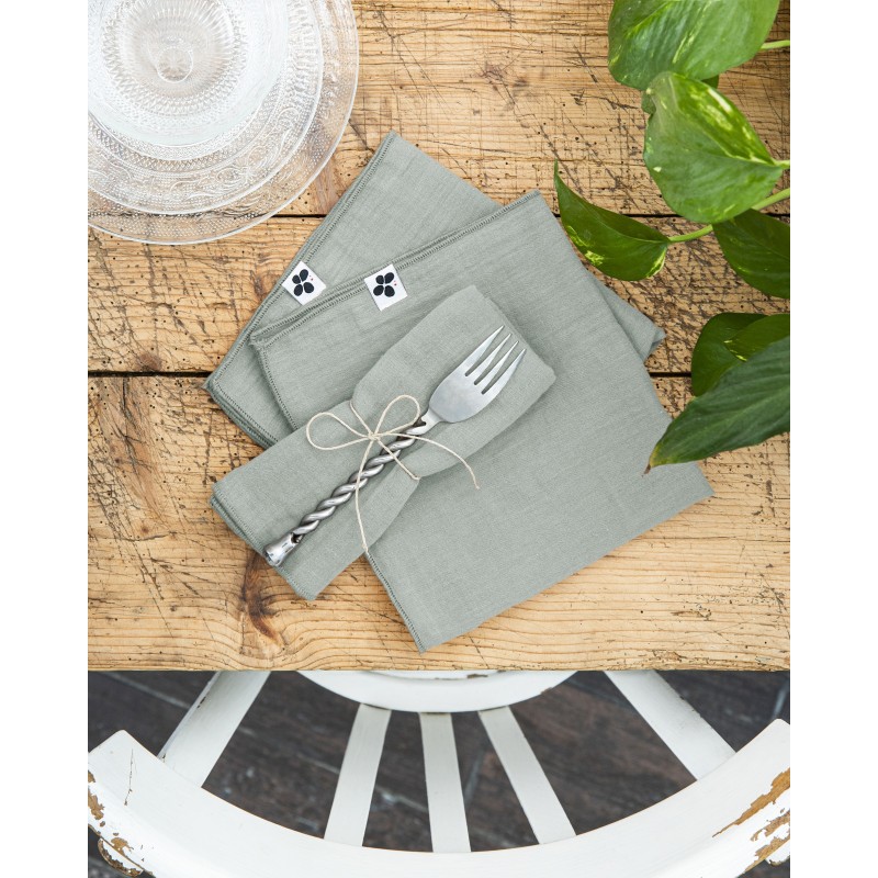 Lot de 3 serviettes de table Gaia 40x40 cm – 100% gaze de coton – Plusieurs couleurs