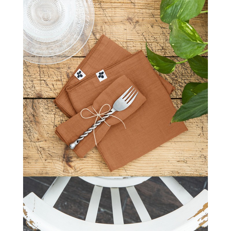 Lot de 3 serviettes de table Gaia 40x40 cm – 100% gaze de coton – Plusieurs couleurs