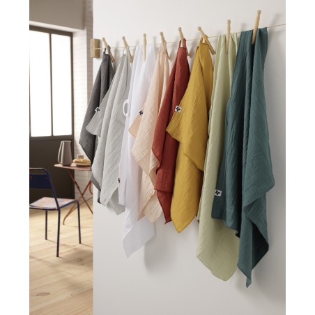 Lot de 2 essuie-mains Gaia 50x70 cm – 100% gaze de coton – Plusieurs coloris