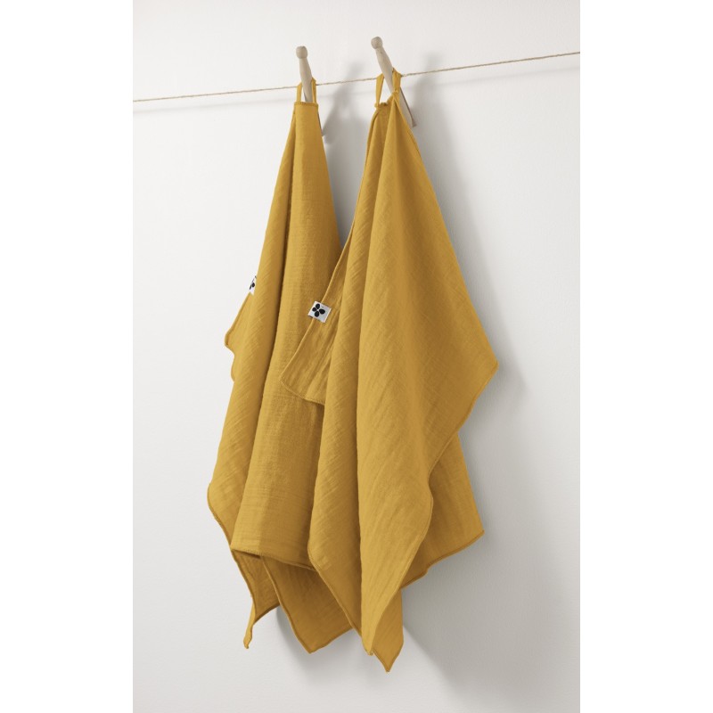 Lot de 2 essuie-mains Gaia 50x70 cm – 100% gaze de coton – Plusieurs coloris