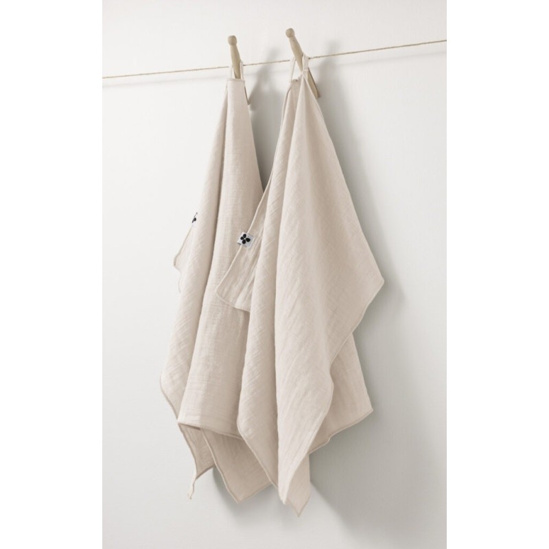 Lot de 2 essuie-mains Gaia 50x70 cm – 100% gaze de coton – Plusieurs coloris