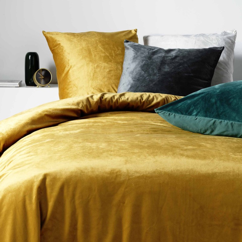 Parure de lit Veline velours uni – Douceur et élégance – Plusieurs coloris disponibles
