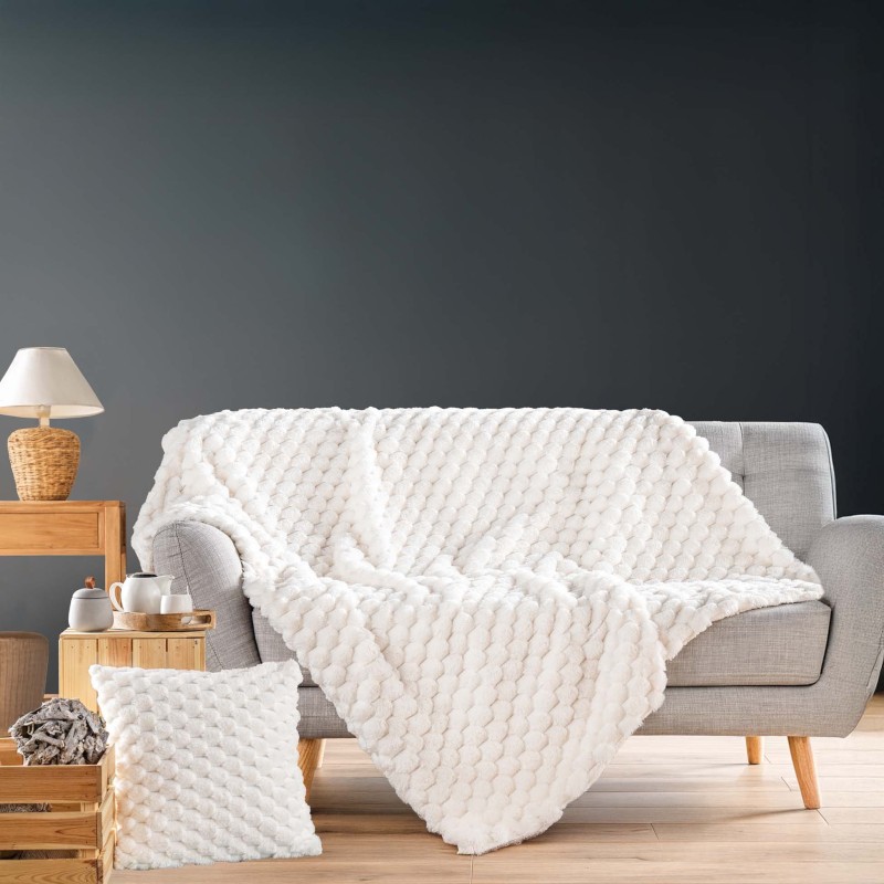 Plaid Breetzy crème ultra doux – effet peluche & sherpa | 3 tailles disponibles