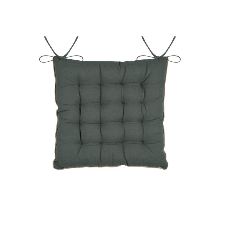 Coussin de chaise 38×38 cm coton lin réversible avec nouettes