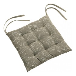 Coussin de chaise 38x38 cm coton matelassé avec nouettes