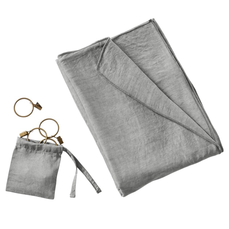 Rideau ajustable LYSANDRE 140x270 cm + 8 anneaux pince – 100% Lyocell Tencel lavé