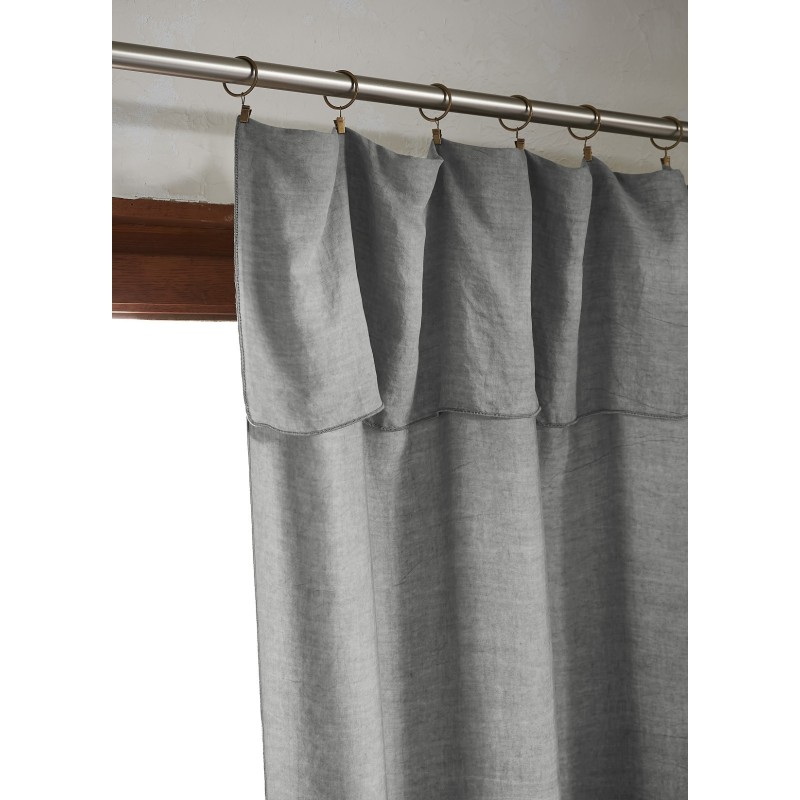 Rideau ajustable LYSANDRE 140x270 cm + 8 anneaux pince – 100% Lyocell Tencel lavé