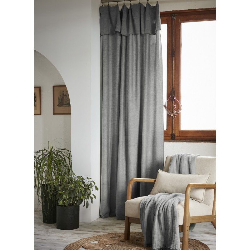 Rideau ajustable LYSANDRE 140x270 cm + 8 anneaux pince – 100% Lyocell Tencel lavé