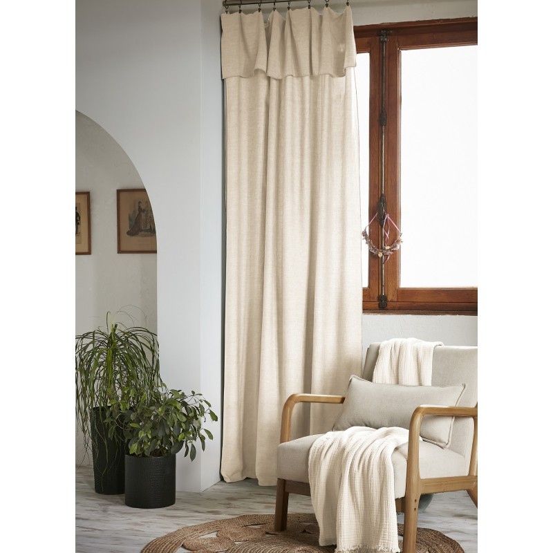 Rideau ajustable LYSANDRE 140x270 cm + 8 anneaux pince – 100% Lyocell Tencel lavé