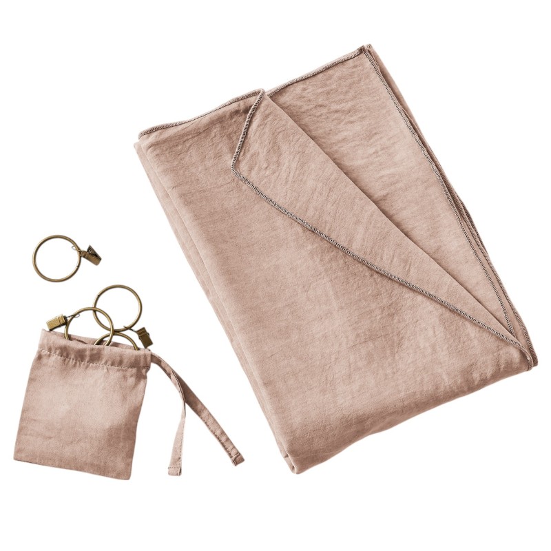 Rideau ajustable LYSANDRE 140x270 cm + 8 anneaux pince – 100% Lyocell Tencel lavé