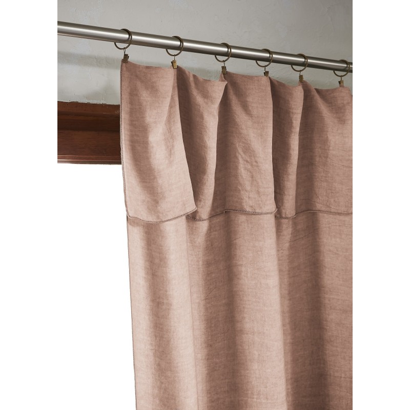 Rideau ajustable LYSANDRE 140x270 cm + 8 anneaux pince – 100% Lyocell Tencel lavé