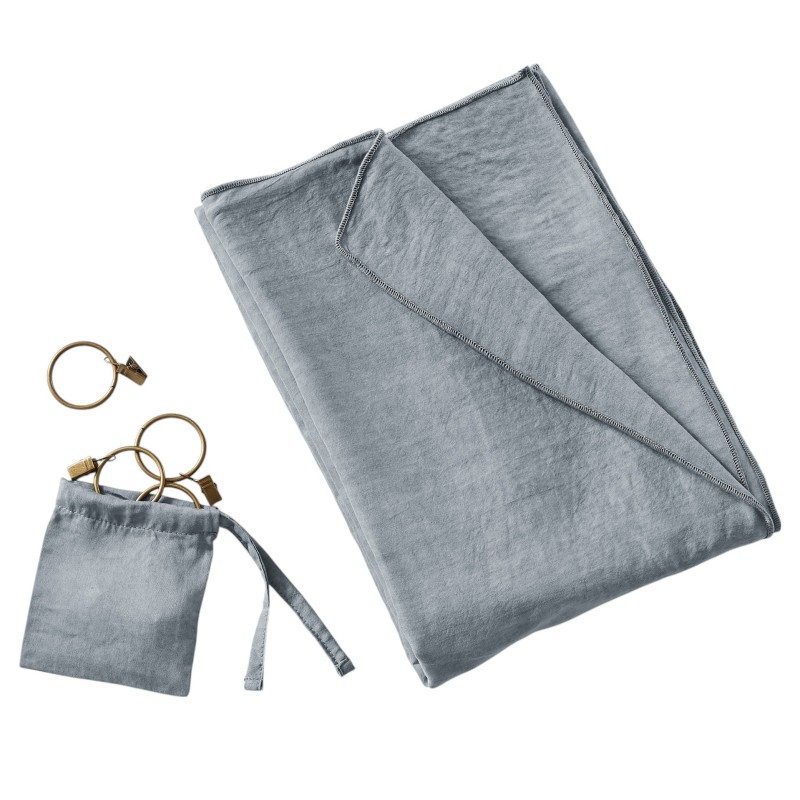 Rideau ajustable LYSANDRE 140x270 cm + 8 anneaux pince – 100% Lyocell Tencel lavé