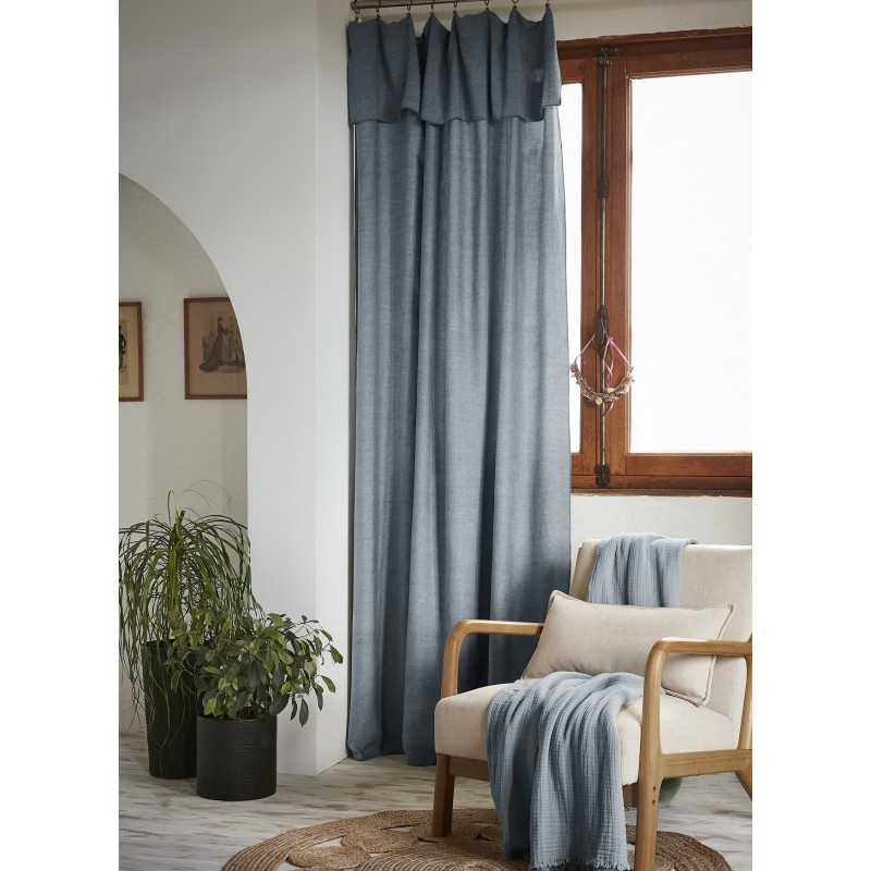 Rideau ajustable LYSANDRE 140x270 cm + 8 anneaux pince – 100% Lyocell Tencel lavé