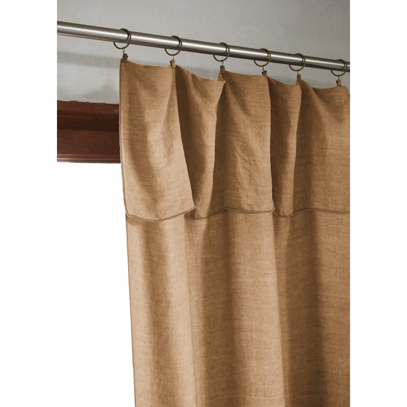 Rideau ajustable LYSANDRE 140x270 cm + 8 anneaux pince – 100% Lyocell Tencel lavé