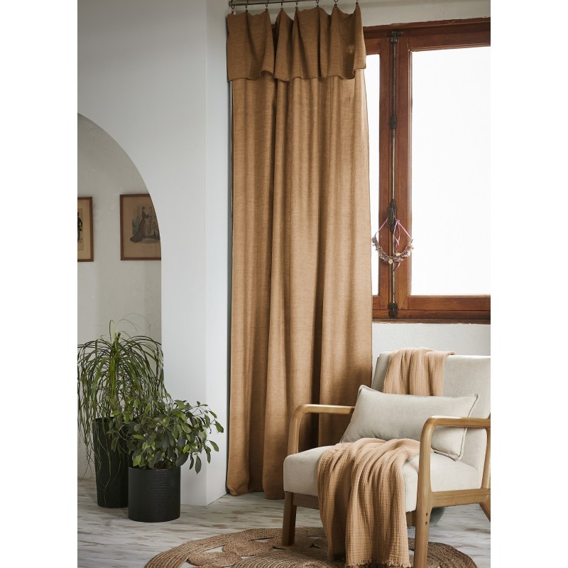 Rideau ajustable LYSANDRE 140x270 cm + 8 anneaux pince – 100% Lyocell Tencel lavé