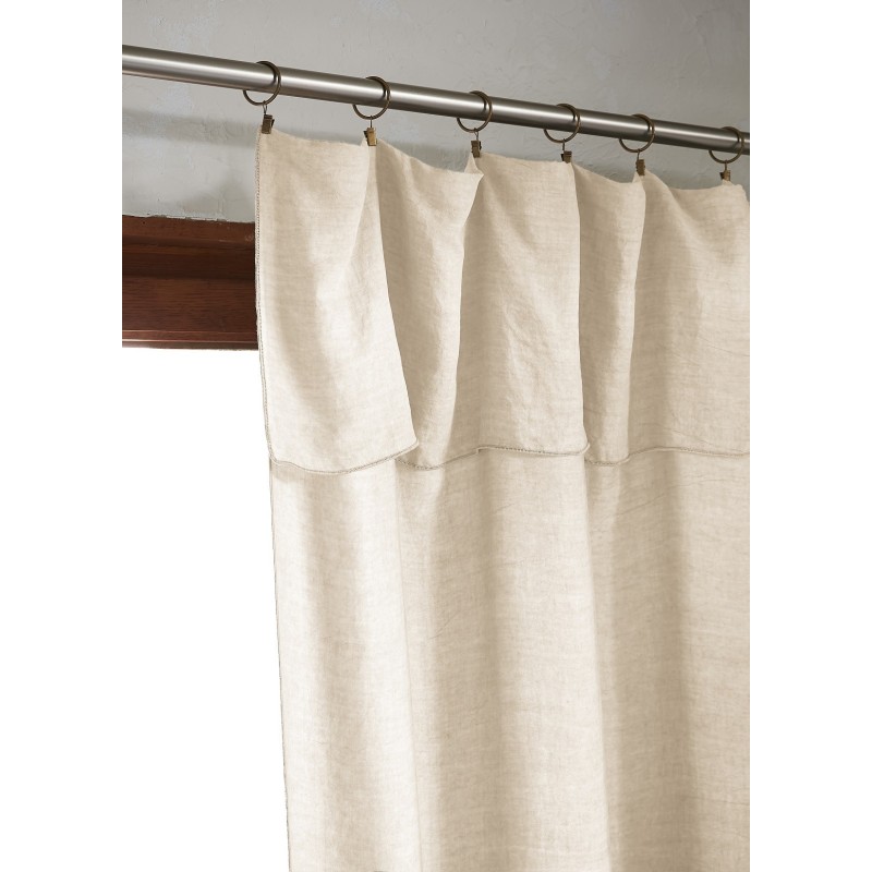 Rideau ajustable LYSANDRE 140x270 cm + 8 anneaux pince – 100% Lyocell Tencel lavé