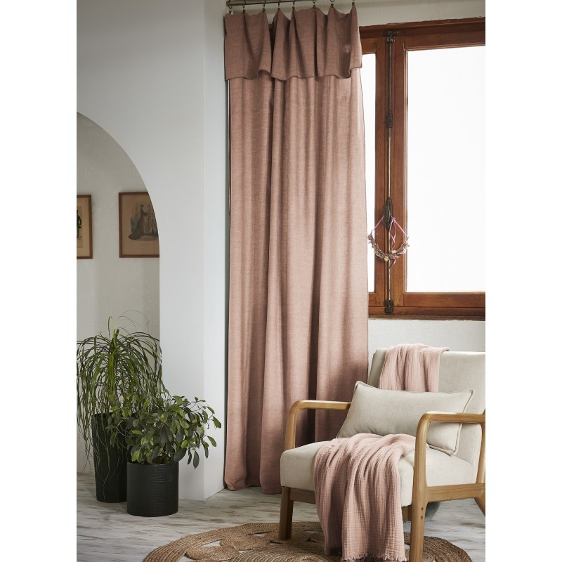 Rideau ajustable LYSANDRE 140x270 cm + 8 anneaux pince – 100% Lyocell Tencel lavé