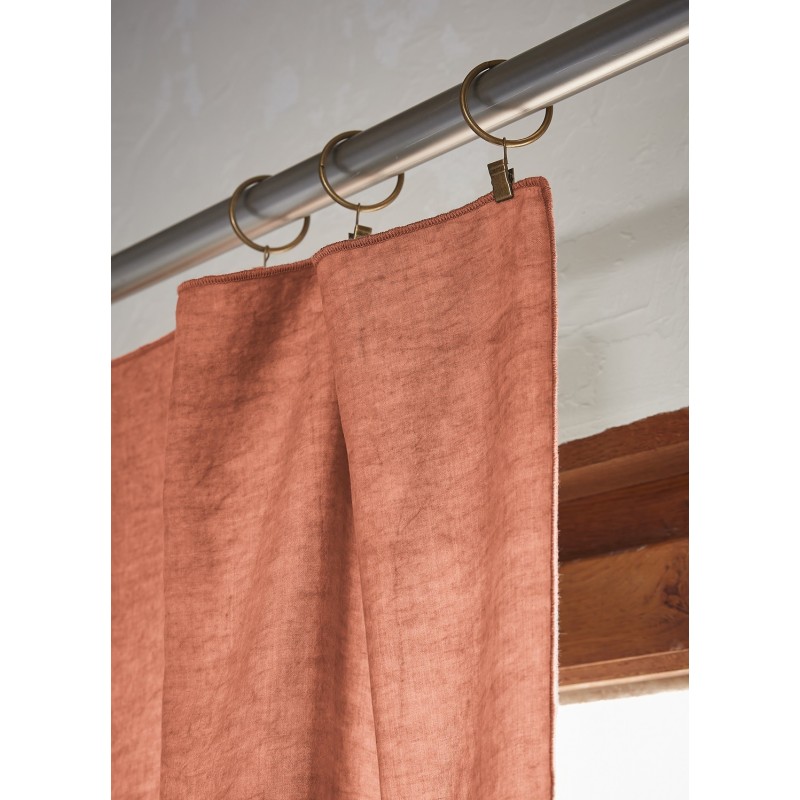 Rideau ajustable LYSANDRE 140x270 cm + 8 anneaux pince – 100% Lyocell Tencel lavé