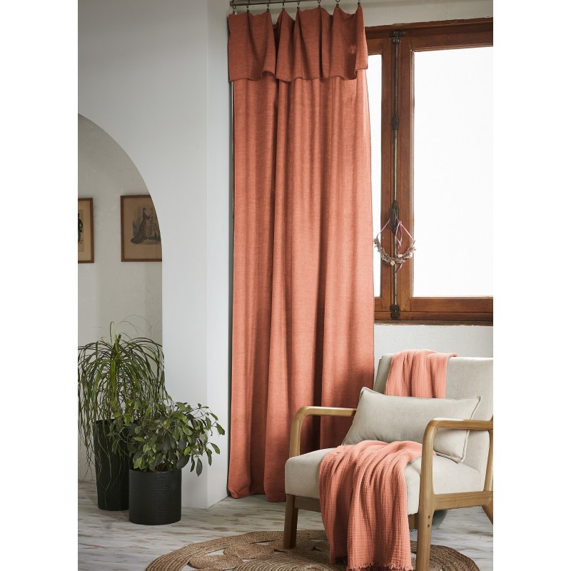 Rideau ajustable LYSANDRE 140x270 cm + 8 anneaux pince – 100% Lyocell Tencel lavé
