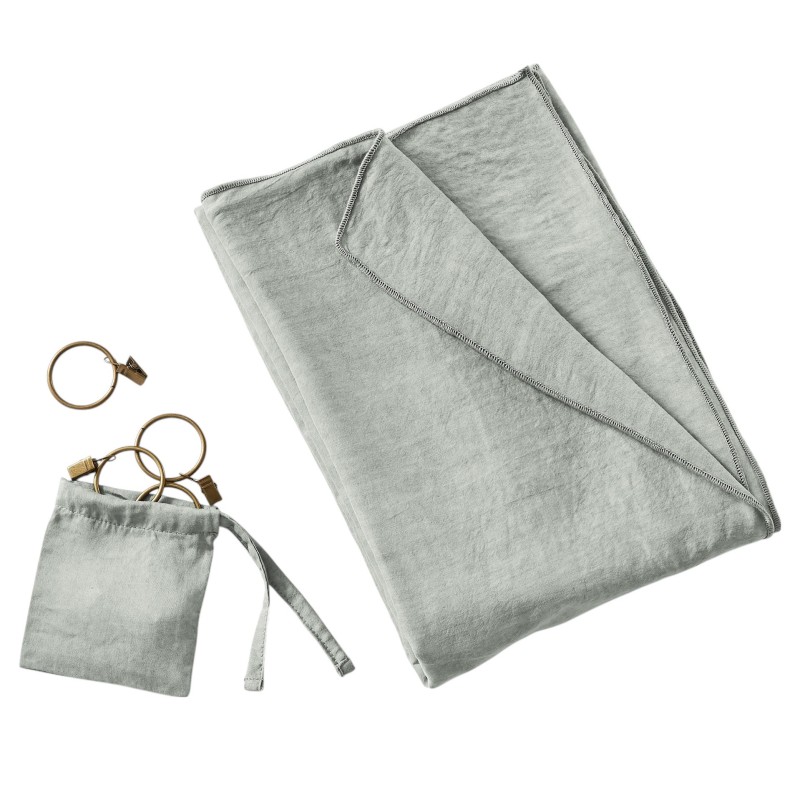 Rideau ajustable LYSANDRE 140x270 cm + 8 anneaux pince – 100% Lyocell Tencel lavé
