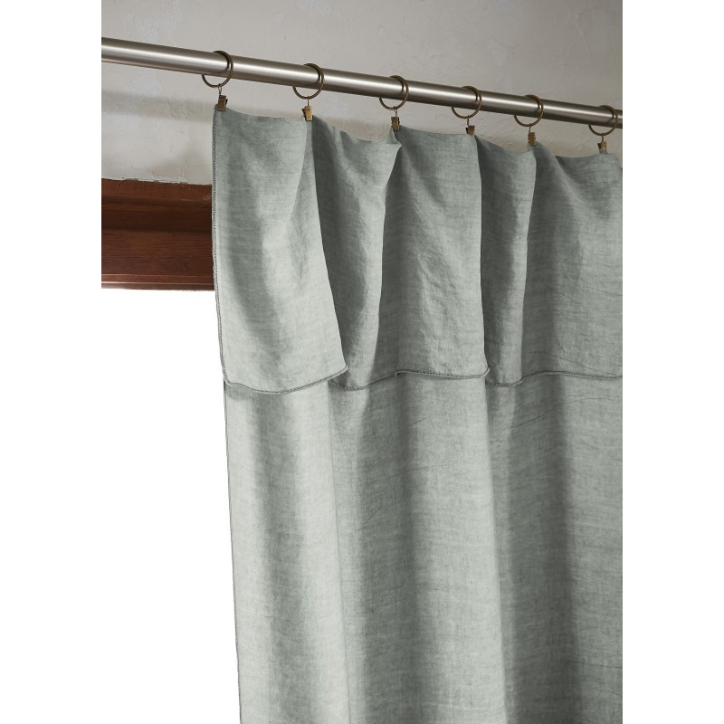 Rideau ajustable LYSANDRE 140x270 cm + 8 anneaux pince – 100% Lyocell Tencel lavé