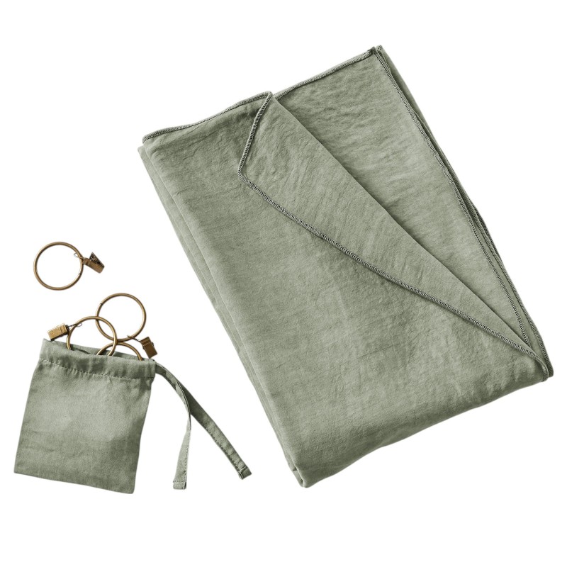 Rideau ajustable LYSANDRE 140x270 cm + 8 anneaux pince – 100% Lyocell Tencel lavé
