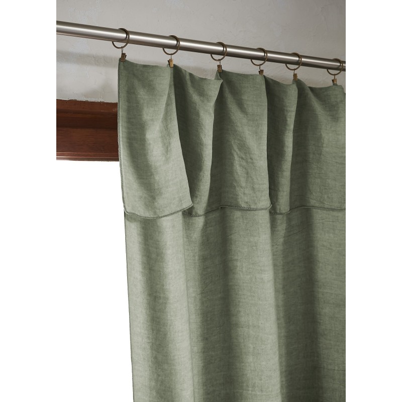 Rideau ajustable LYSANDRE 140x270 cm + 8 anneaux pince – 100% Lyocell Tencel lavé
