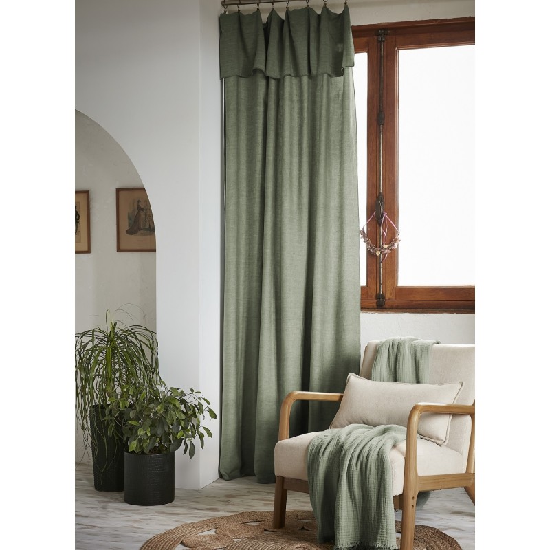 Rideau ajustable LYSANDRE 140x270 cm + 8 anneaux pince – 100% Lyocell Tencel lavé