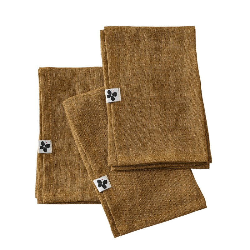 Lot de 3 Serviettes de table en lin – Modèle Soline