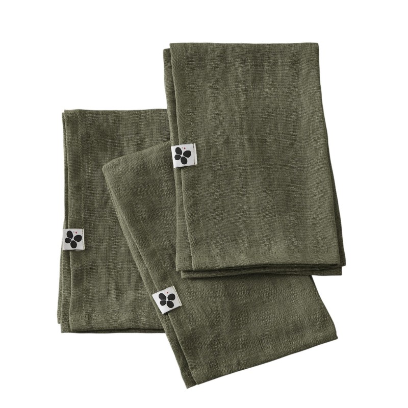 Lot de 3 Serviettes de table en lin – Modèle Soline