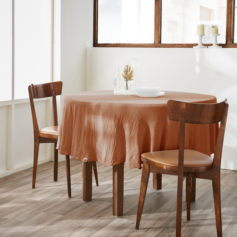 Nappe ronde GAÏA Ø180 cm en gaze de coton – Élégance naturelle et douceur