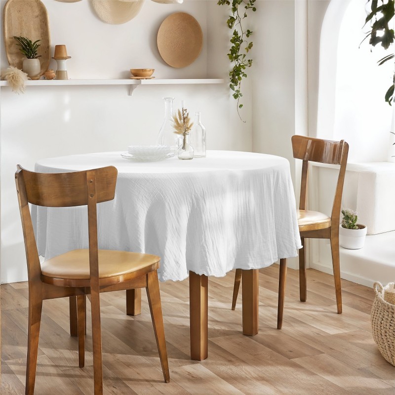 Nappe ronde GAÏA Ø180 cm en gaze de coton – Élégance naturelle et douceur