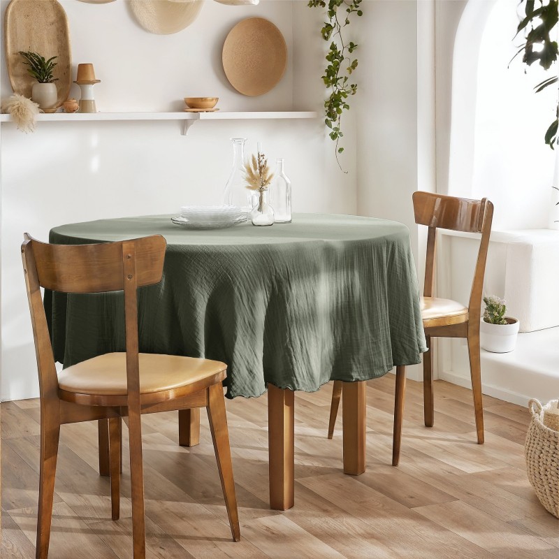 Nappe ronde GAÏA Ø180 cm en gaze de coton – Élégance naturelle et douceur