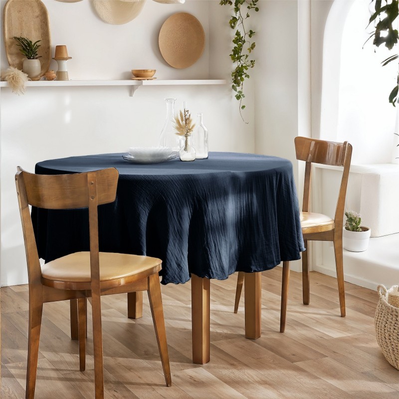 Nappe ronde GAÏA Ø180 cm en gaze de coton – Élégance naturelle et douceur