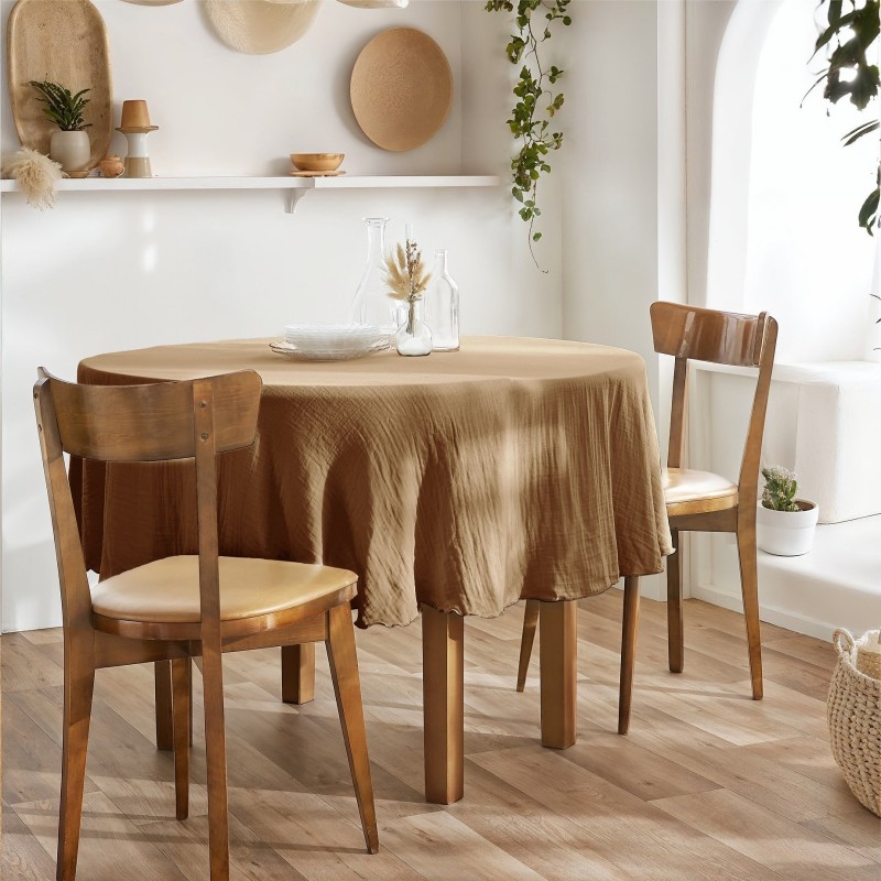 Nappe ronde GAÏA Ø180 cm en gaze de coton – Élégance naturelle et douceur