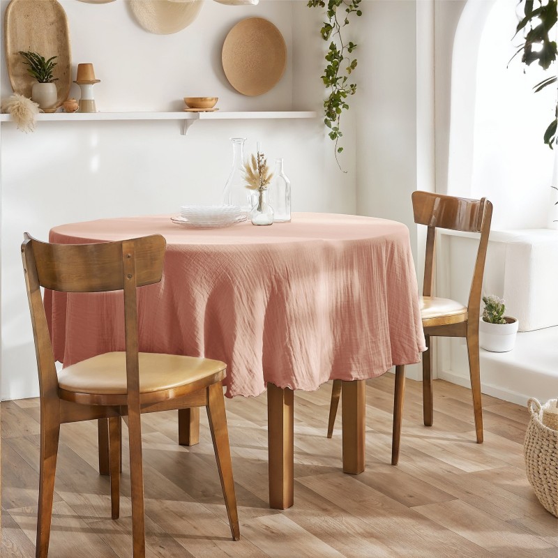 Nappe ronde GAÏA Ø180 cm en gaze de coton – Élégance naturelle et douceur
