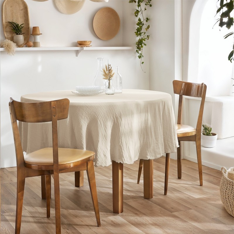 Nappe ronde GAÏA Ø180 cm en gaze de coton – Élégance naturelle et douceur