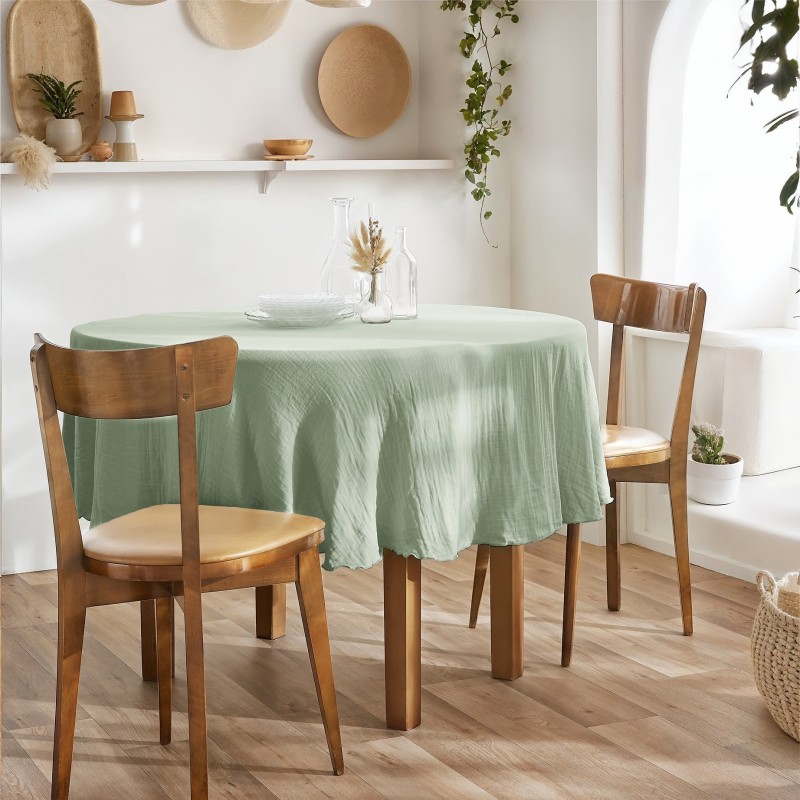 Nappe ronde GAÏA Ø180 cm en gaze de coton – Élégance naturelle et douceur