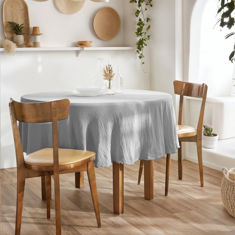 Nappe ronde GAÏA Ø180 cm en gaze de coton – Élégance naturelle et douceur
