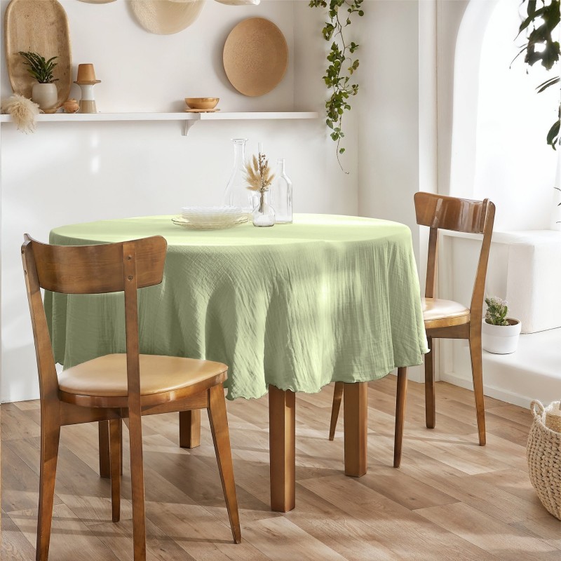 Nappe ronde GAÏA Ø180 cm en gaze de coton – Élégance naturelle et douceur