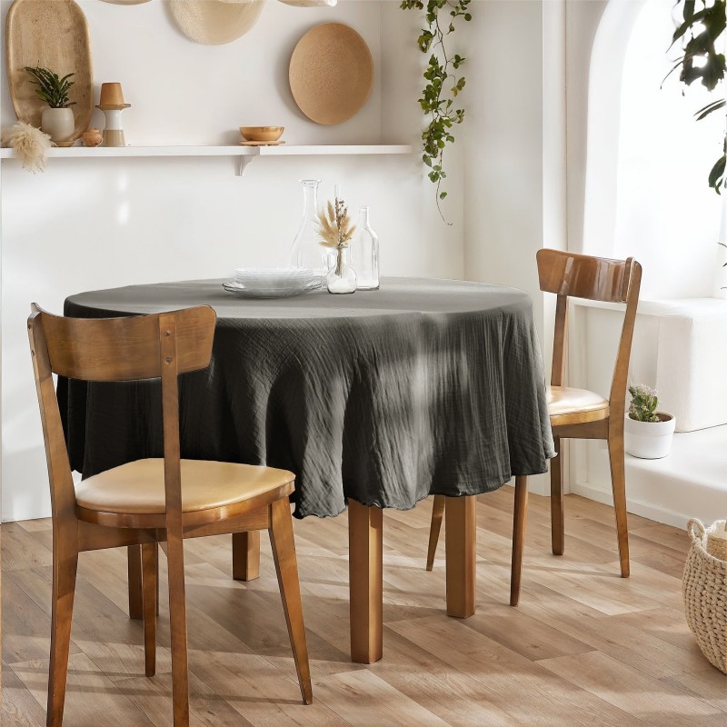 Nappe ronde GAÏA Ø180 cm en gaze de coton – Élégance naturelle et douceur
