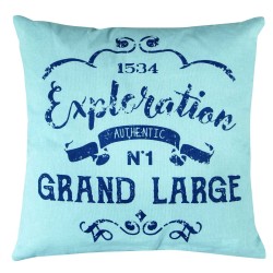 Coussin décoratif 40 x 40 cm – Motif "Exploration Grand Large" – Style marin
