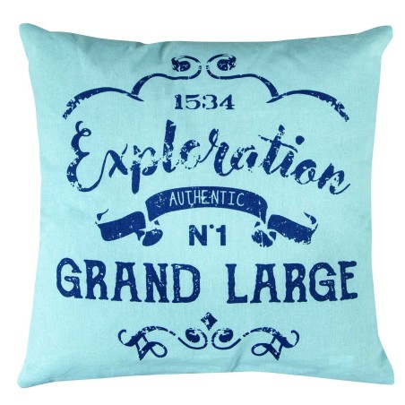 Coussin décoratif 40 x 40 cm – Motif "Exploration Grand Large" – Style marin