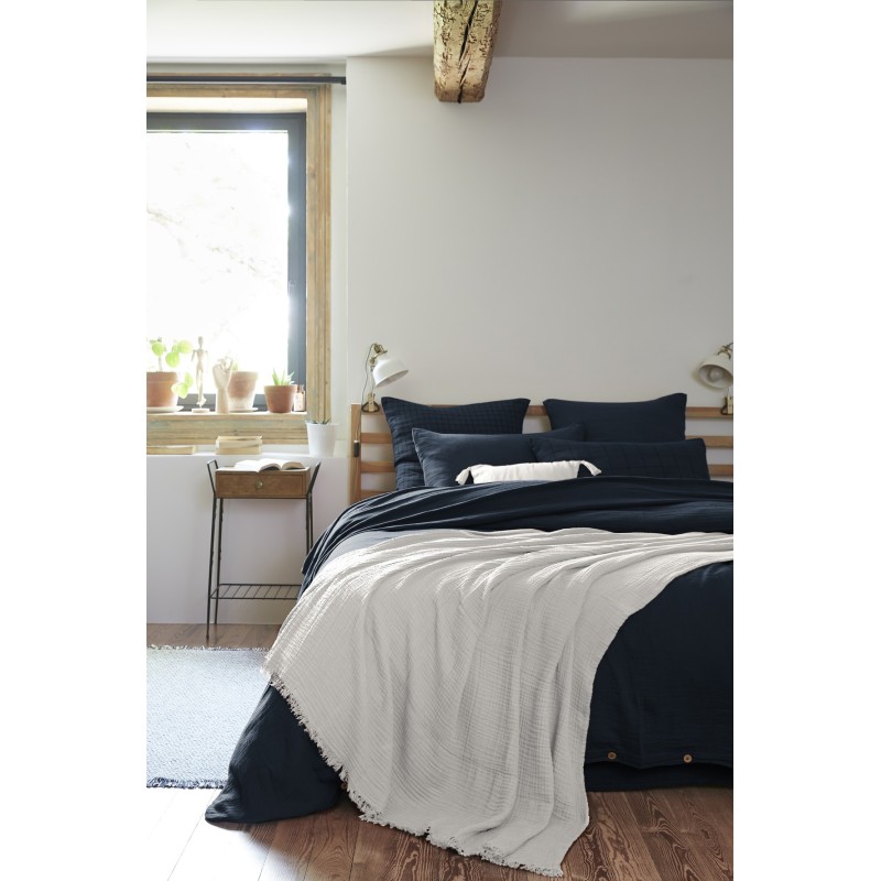 Plaid à franges GAIA en gaze de coton – Douceur et élégance pour votre intérieur