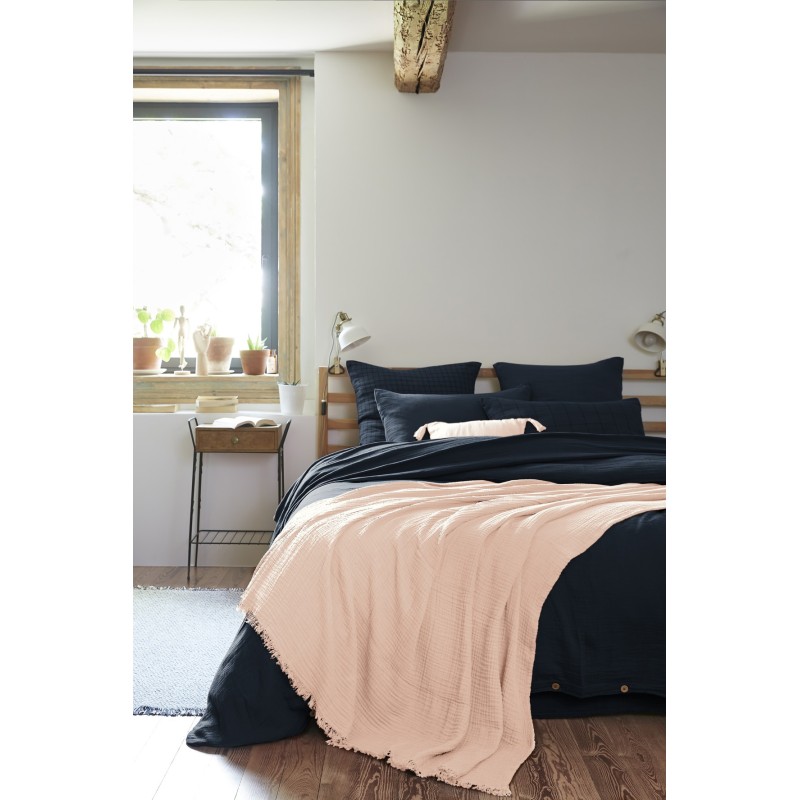 Plaid à franges GAIA en gaze de coton – Douceur et élégance pour votre intérieur